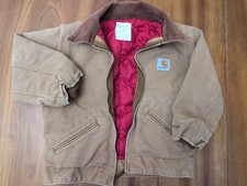 Vintage Carhartt Jacket Youth 4 Y04 BRN Detroit Union Red Quilt Lined Canvas USA
