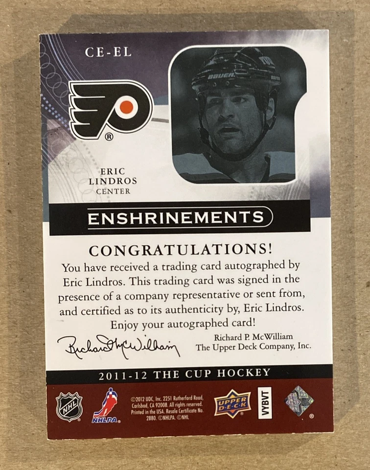2011-12 Upper Deck The Cup Enshrinements Eric Lindros AUTO /50 Flyers HoF - Image 3 of 3