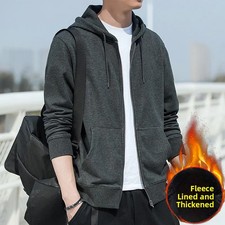 Men's Hooded Zipper Cardigan Sweater Fleece Lined Warm Urban Style