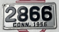 Vintage 1956 Connecticut CONN CT Motorcycle License Plate