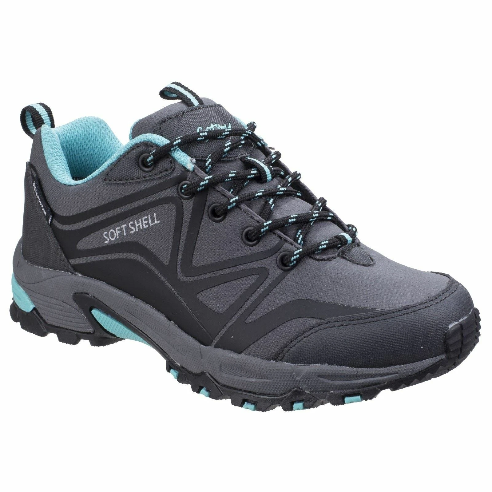 Cotswold Abbeydale Low Grey/Black/Aqua Mens Hiking Boots Softshell and PU