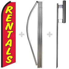 Rentals 15' Tall Swooper Flag & Pole Kit Feather Super Bow Banner