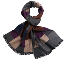 100% Silk brushed nap Scarf men Women Shawl Wrap plaids gray beige red MY205-12