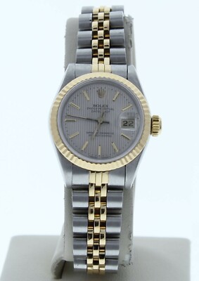 Rolex Lady-Datejust Steel & Gold 69173 Silver Tapestry, Jubilee - Fluted Bezel