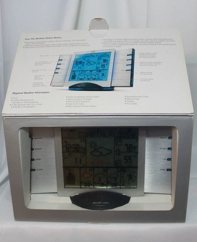 Oregon Scientific WMS801 Weather-Now Radio Weather Forecaster MSN Atomic clock - Image 2 of 4