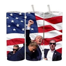 Donald Trump Fight Tumbler America Flag USA  2024 20oz  Tumblr Travel