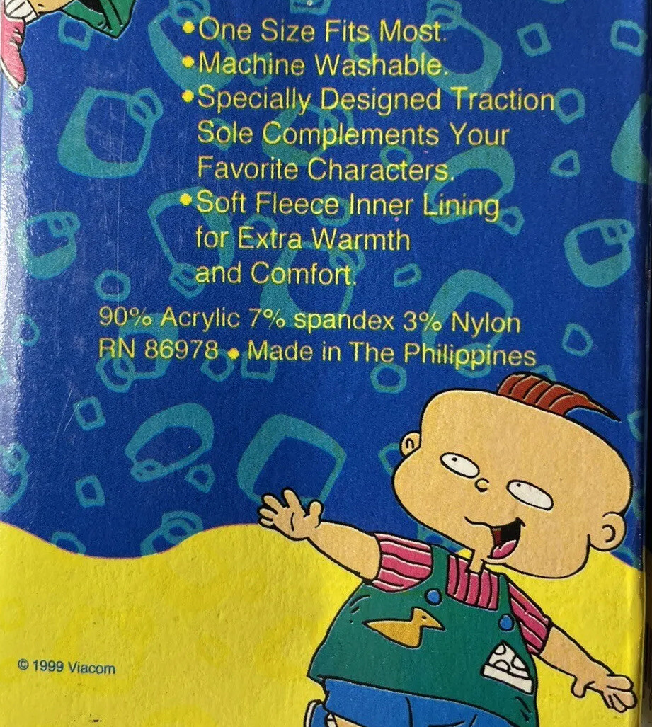Vintage Nickelodeon Rugrats Novelty Socks 2 Pairs 1999 Gem