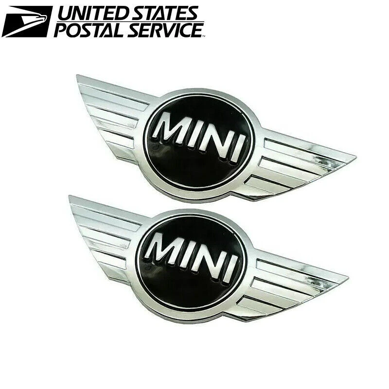 2x Original Mini Cromo Metal Logo Cooper R50 R55 R56 R57 R58 R59 Emblema EE. UU. Foto 3 de 4