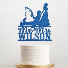 Personalised Bride Groom Cake Topper Dragging Fishing Fisherman Wedding Decor