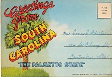 Vintage Book of 18 Souvenir Postcards of Greetings From South Carolina Mfg. 1960