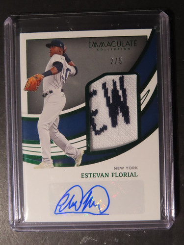 ESTEVAN FLORIAL 2022 PANINI IMMACULATE BASEBALL AUTO / SOCK PATCH 2/5 NEW YORK