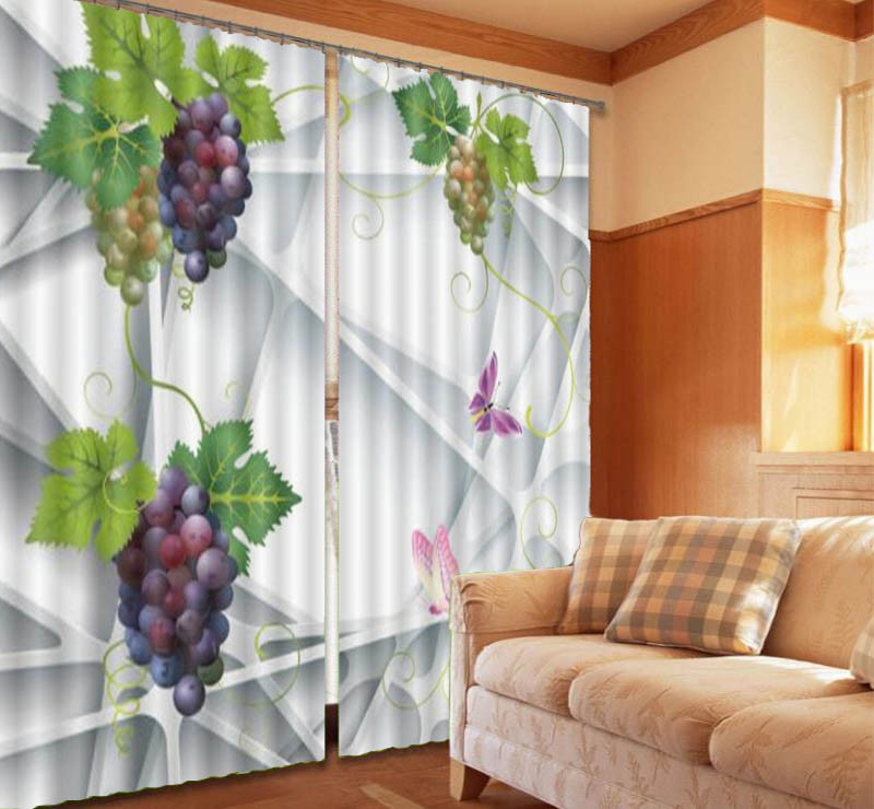Crystal Grape template 3D Curtains Blockout Photo Printing Curtains Drape Fabric