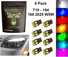 8x Fyre Flys T10 LED 194 168 2825 W5W fits for Interior Light & License Bulbs