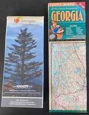 Lot of 2 Georgia - Road Highway/ Travel Map Georgia On My Mind & Tuffy Laminated