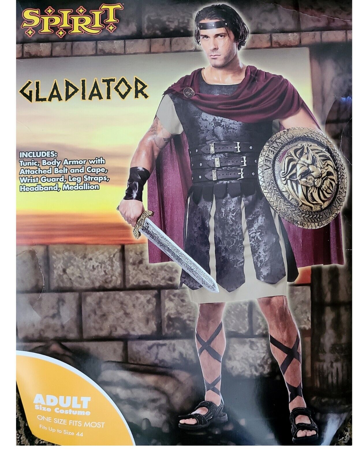NEW Spirit Halloween Adult Men's Gladiator Costume One Size Fits 