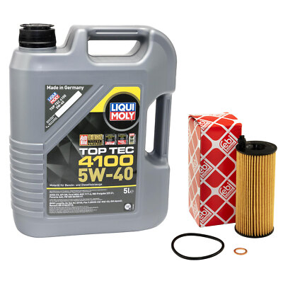 Motoröl Set Ölfilter Febi 101324 Top Tec 4100 5W-40 5 Liter für BMW Mini Toyota
