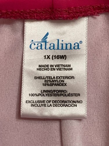 Traje de baño Catalina One Piece 1X 16W adelgazante sujetador incorporado control abdominal rosa - Imagen 6 de 6