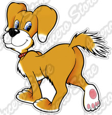 Cartoon Dog Walking Animal Funny Pet Breed Car Bumper Vinyl Sticker Decal 4.6"
