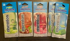 Lot of 5 Mentos Car Air Fresheners - Green Apple Cherry Bubble Gum Cool Mint x2