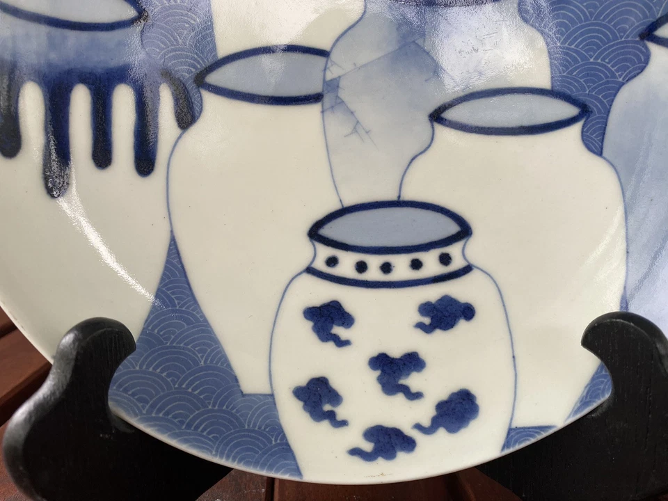 Plato/plato "frascos" de porcelana japonesa "azul y blanco" tipo NABESHIMA c.1880-1910 Foto 4 de 4