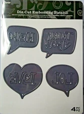 Bubbles with Text 4 Pcs  Darice Embossing Essentials Cut, Emboss, Stencil NIP