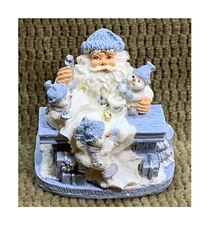 1999 VINTAGE ENCORE GROUP SMALL CHRISTMAS/HOLIDAY SANTA & 3 SNOWMEN FIGURINE