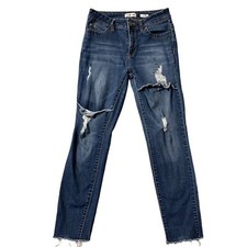 YMI Jeans 11 /30 28x25.5 Wannabettabutt MidRise Stretch Ripped Fray Hem Grunge