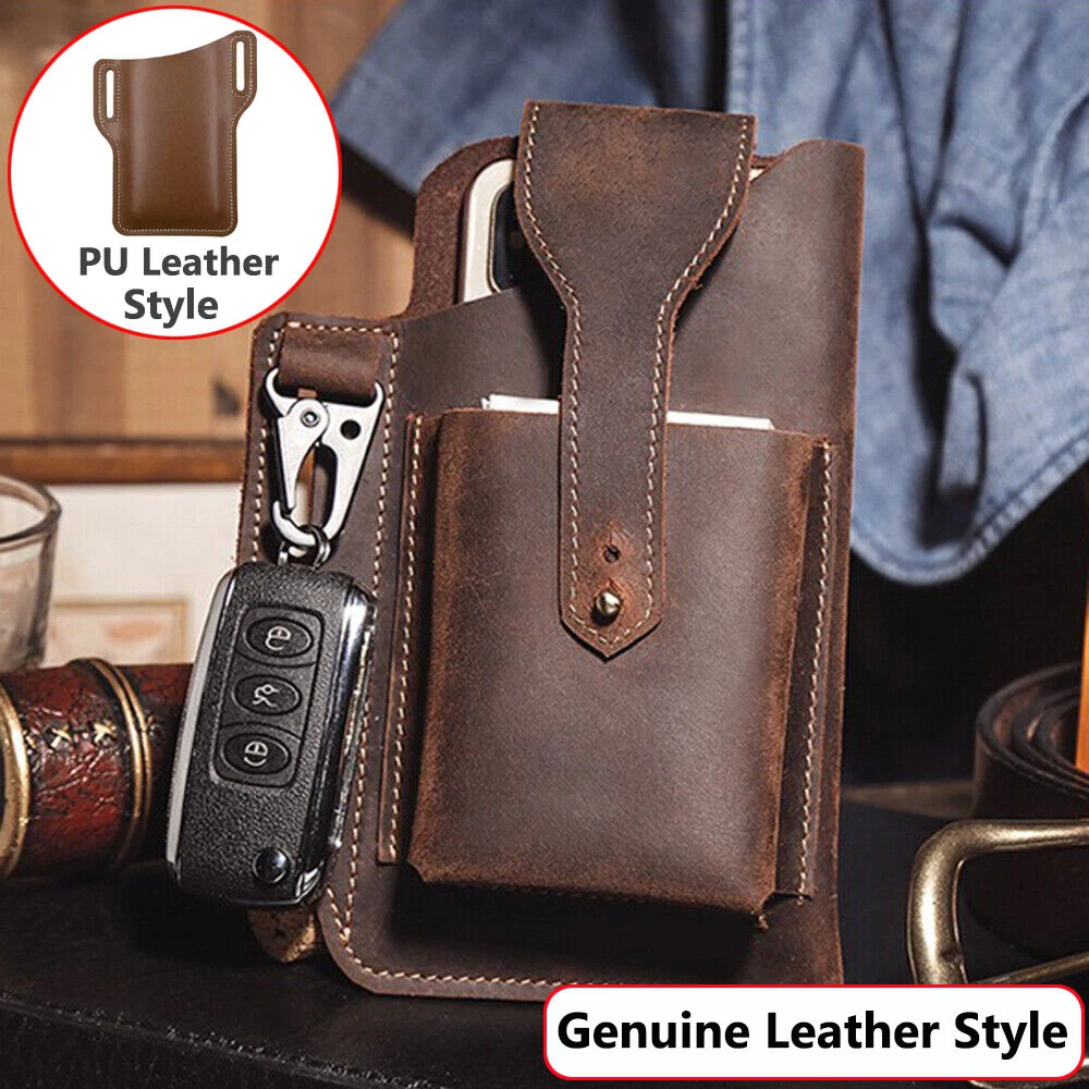 Men Cell Phone Belt Pack Bag Loop Waist Holster Pouch Case​ Leather Wallet  Cover