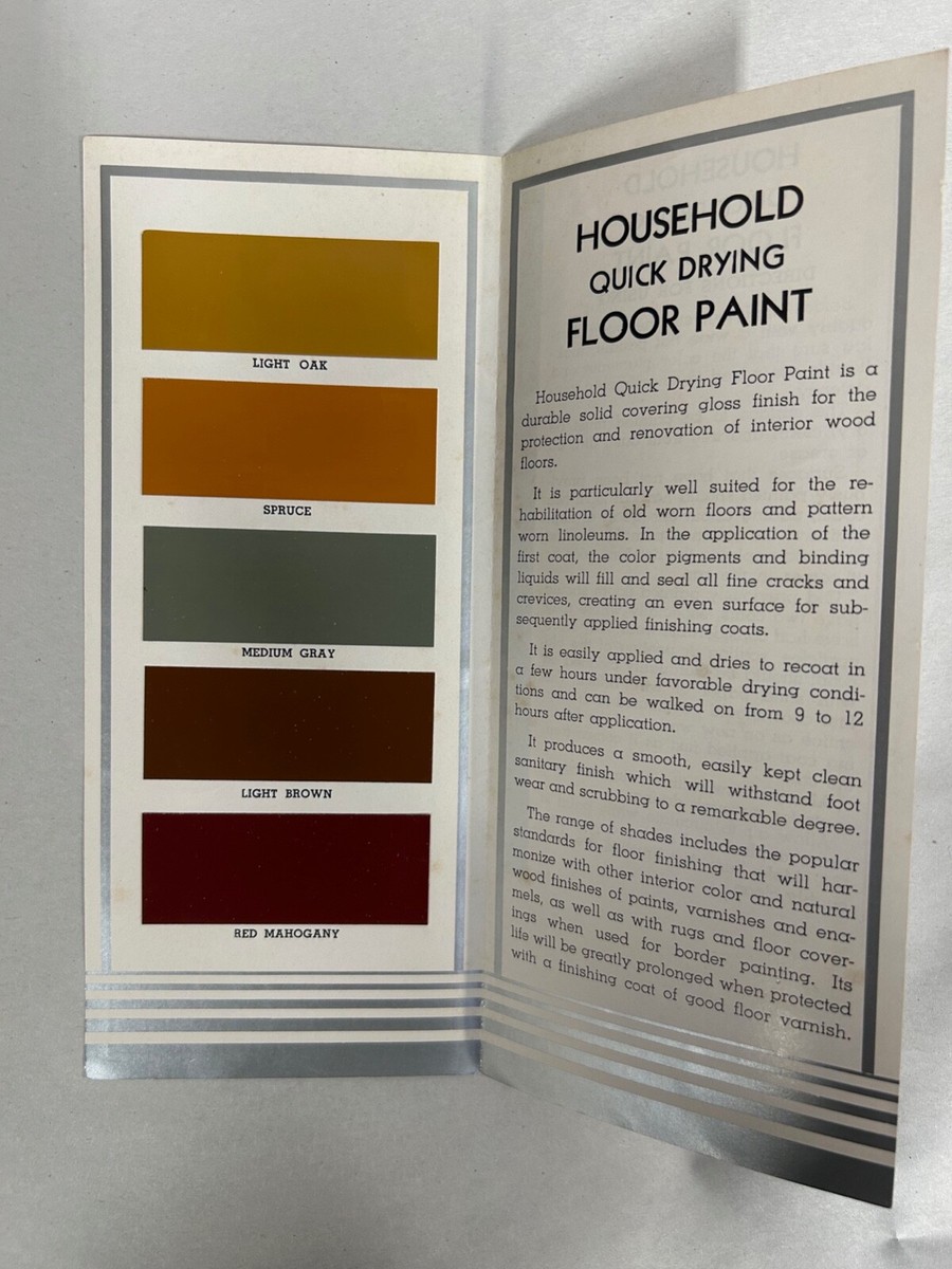 Vintage Elliott's Household Floor Paint Color Chart Brochure (A3