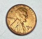1937-S Uncirculated Lincoln Wheat 1c ~ Lower Grade Red Brown ~ 1 Coin ~ F11
