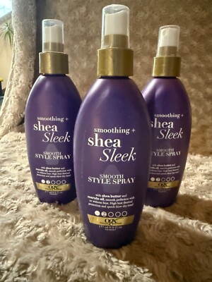 3 ~ OGX Smoothing Shea Sleek Smooth Style Spray Heat Protection Speeds Blow Dry