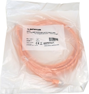 Dätwyler 5m 65376600DY Copper Patch Cord RJ-45 Cat.6A IEC orange NEW NEU