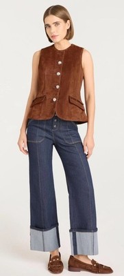 Cinq À Sept, 5a7, SUEDE CHRIS VEST Sz SM Nwt $1095