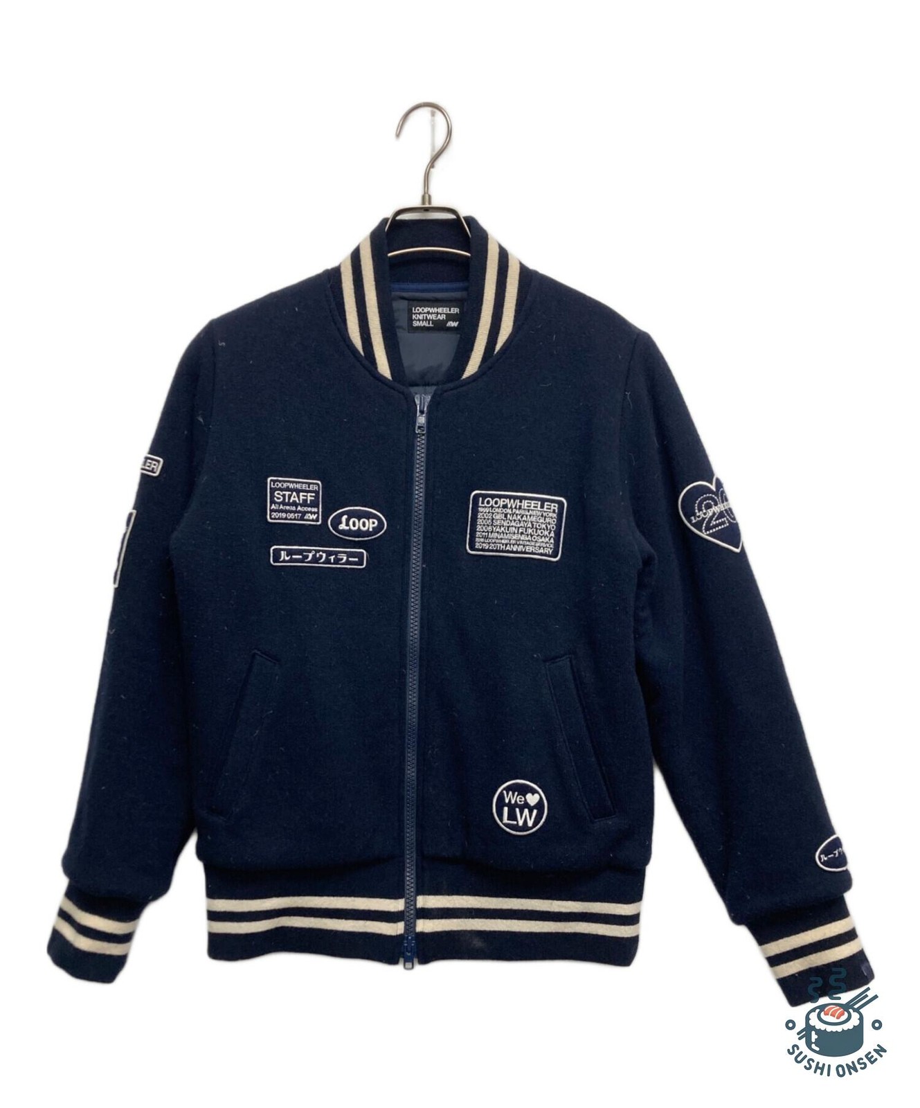LOOPWHEELER Wool stadium jacket Size: SMALL Navy … - image 1