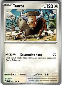 Tauros 112/142 Common Stellar Crown Pokemon Card