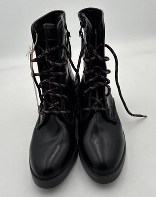 Sam & Libby Black Gothic Lace Up Motorcycle Mid-Calf Boots Size 8-1/2