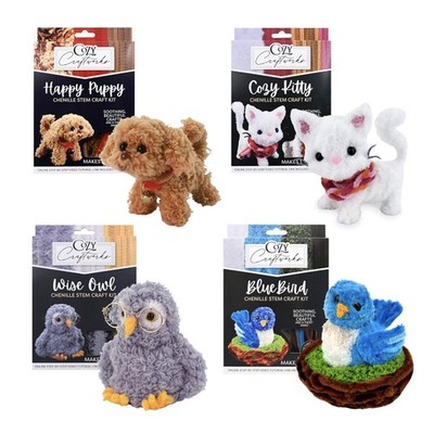 Cozy Craftworks Chenille Stem Animal Craft Kit for Adults   Create 4 Adorable...