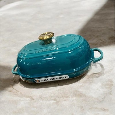 Le Creuset Oval Bread Oven 1.5 Qt Riviera Teal Cast Iron France Baker Pan NEW LC