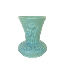 Vintage Van Briggle Ming Blue Crocus Flower Vase 5" Tall Colorado Springs