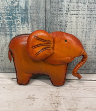 Handcrafted Genuine Leather Elephant Coin Purse Vintage Style Zipper Pouch