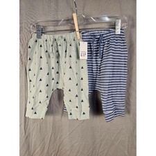 Baby Gap 2 Pack Jogger Pants 3-6 Months Green Bear Stripe Blue White NWT