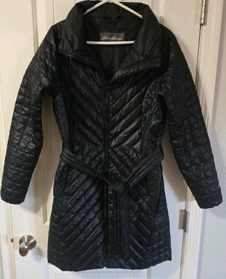 Eddie Bauer Trinity Feather Down Filled Black Parka Coat Size M