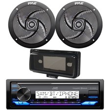 JVC KD-X38MBS in-Dash Bluetooth Marine Radio, 2x 4" 100W Speaker, Cover Black