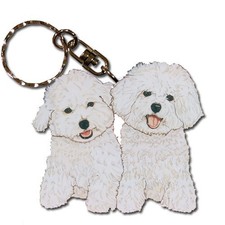 Bichon Frise Keychain Wooden