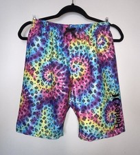 Hurley Boys L Board Shorts Rainbow Tie Dye Sugar Skulls Swim Trunks Beach Vacay