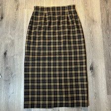 Vintage Charter Club 100 Wool Plaid Maxi Pencil Skirt Size 12 Academia Preppy