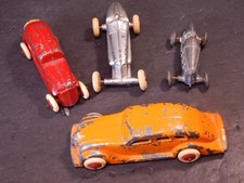 Vintage Original Cast Iron Toy Race Car Lot 4 w/ Hubley Range 5" to 3"