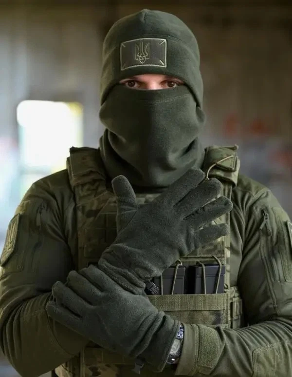Tactical winter set olive army fleece 3in1, Insulated military set olive Hat💛💙