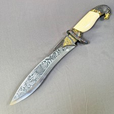 17" Fighter Plus Eagle Brand Bowie Knife Decorative Etched Stainless Display