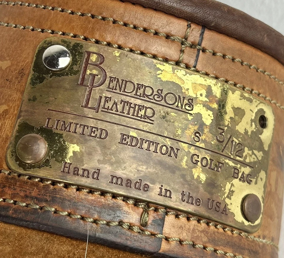 Bolsa de golf vintage de cuero hecha a mano en EE. UU. edición limitada envejecida antigua Foto 2 de 4